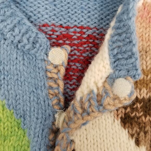 Handknit Cardigan Sweater Kids Colorful Balloons Stripes Soft Fastener/Buttons - Picture 7 of 7